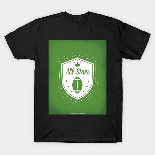 All Stars Football Art in Green T-Shirt by greenoriginals